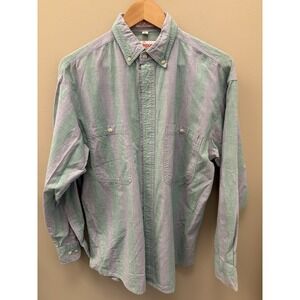 VTG 80s Campus Brand Mens Cotton Pocket Button Shirt Size L  Plaid Multi Color